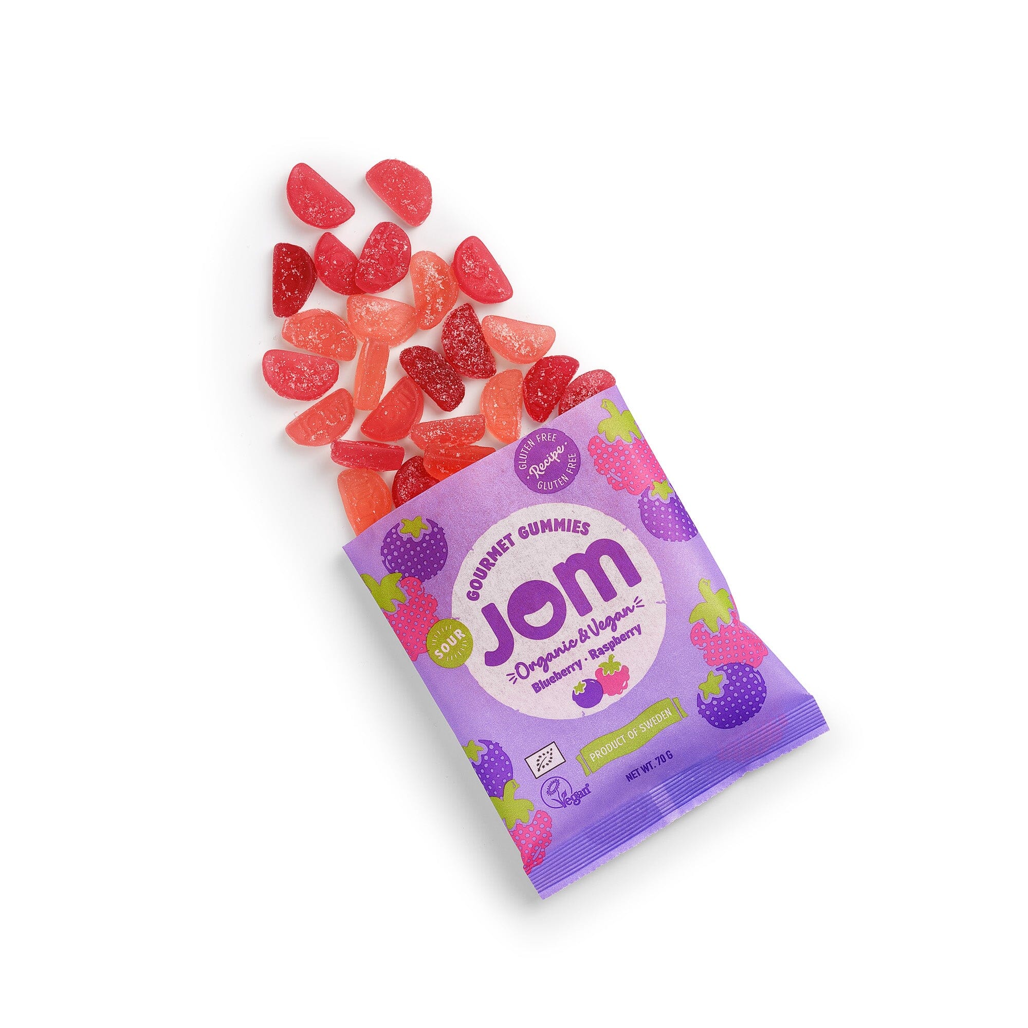 Organic Vegan Better For You Sour Blueberry Raspberry Gummies JOM 