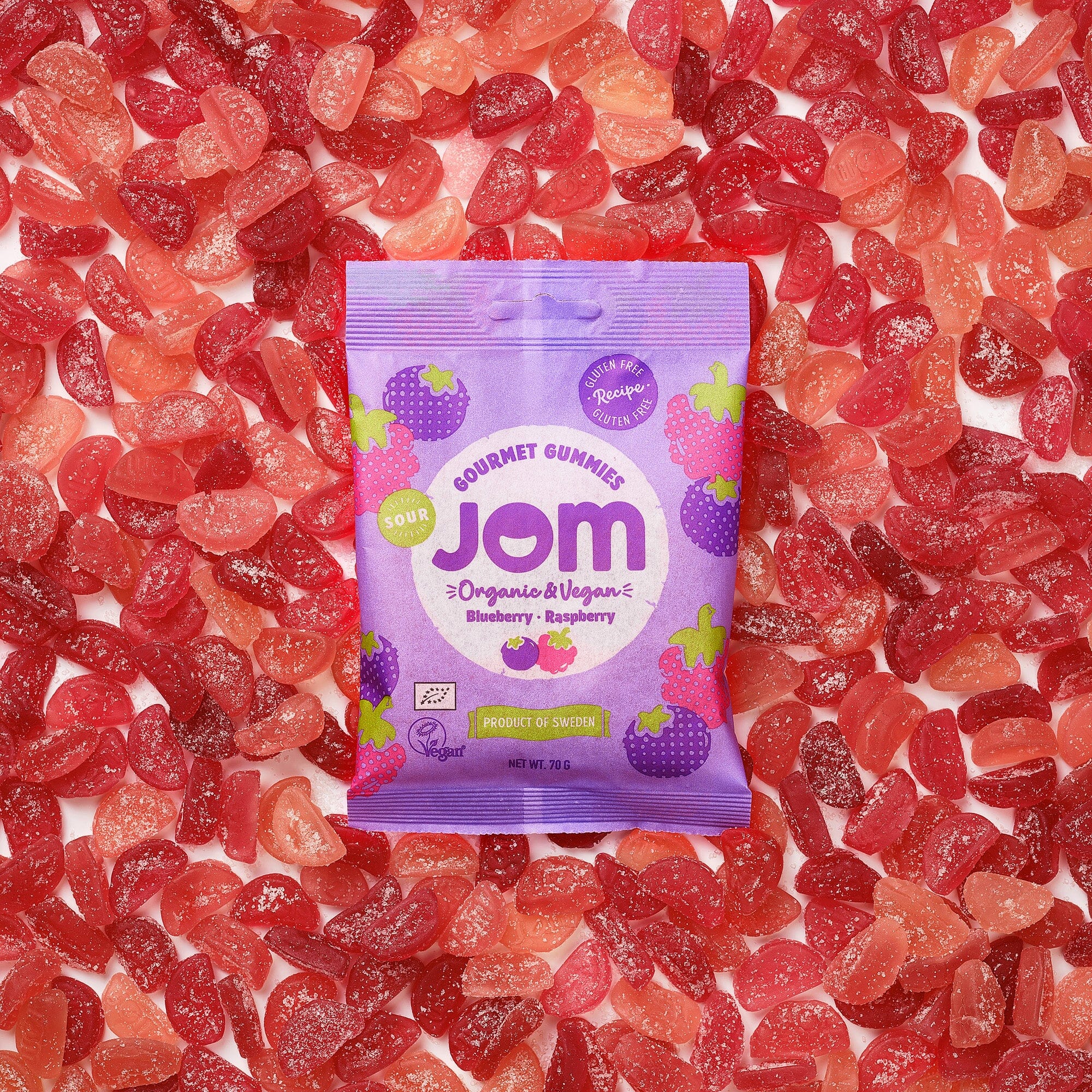 Organic Vegan Better For You Sour Blueberry Raspberry Gummies JOM 