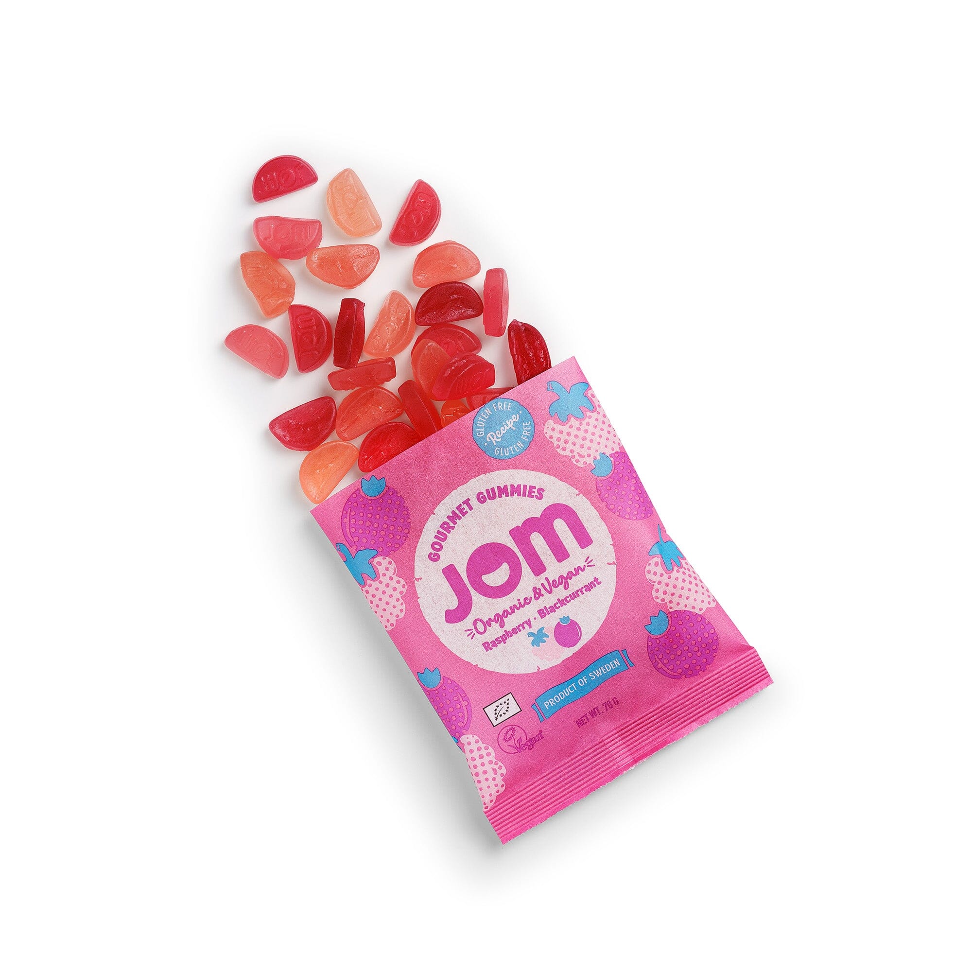 JOM Organic Vegan Gluten Free Raspberry & Blackcurrant Gummies