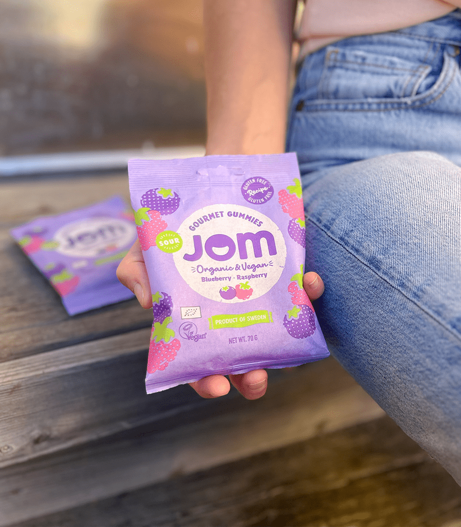 Organic Vegan Better For You Sour Blueberry Raspberry Gummies JOM 